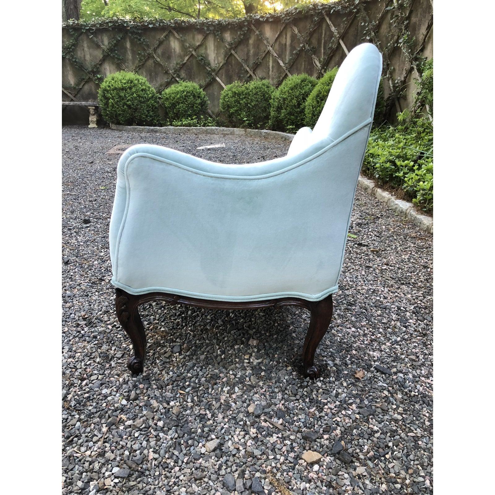 Late 20th Century Pretty Tiffany Blue Velvet Asymmetrical Loveseat Settee