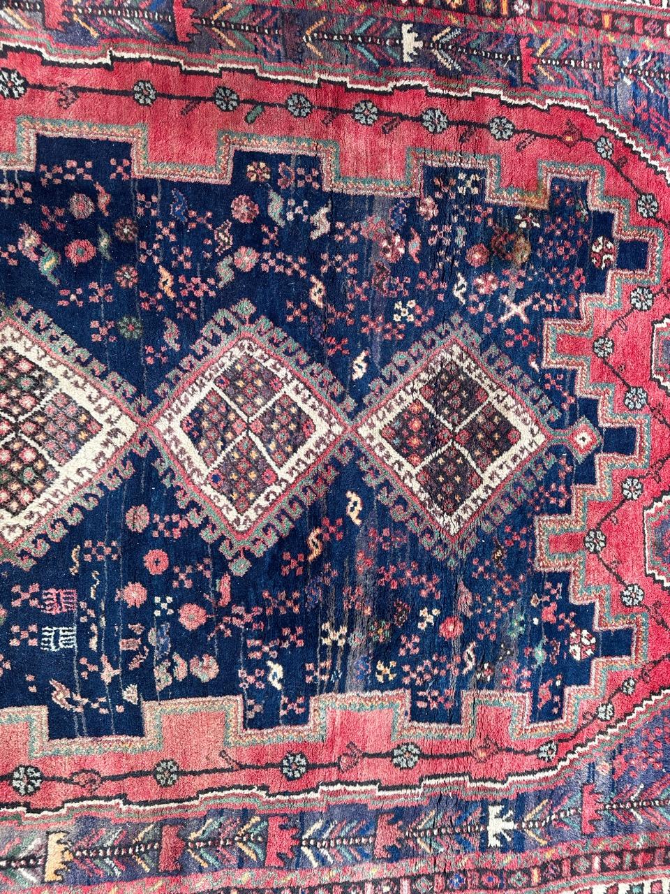 Bobyrug’s Pretty vintage Afshar rug In Good Condition For Sale In Saint Ouen, FR