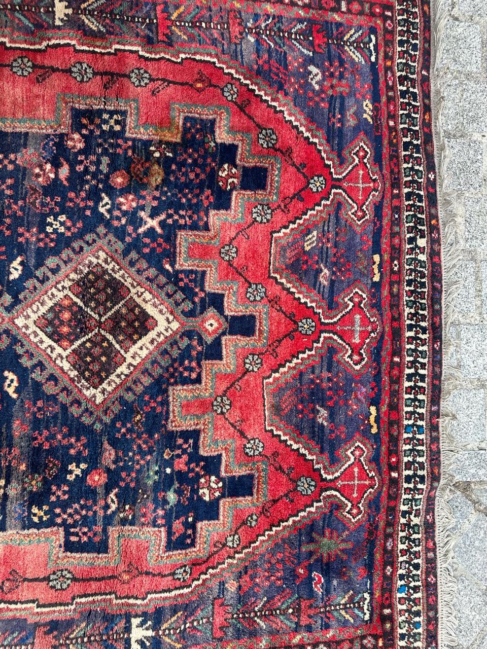 20th Century Bobyrug’s Pretty vintage Afshar rug For Sale