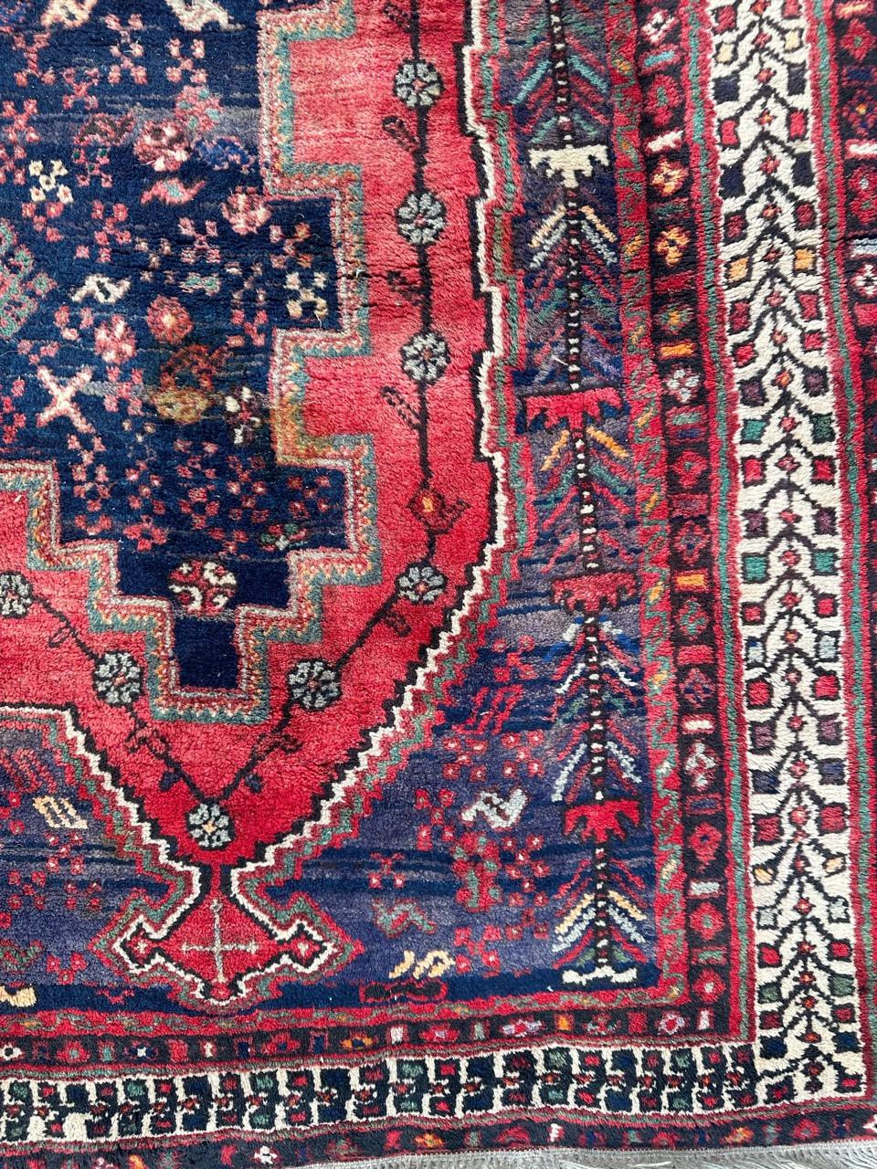 Wool Bobyrug’s Pretty vintage Afshar rug For Sale