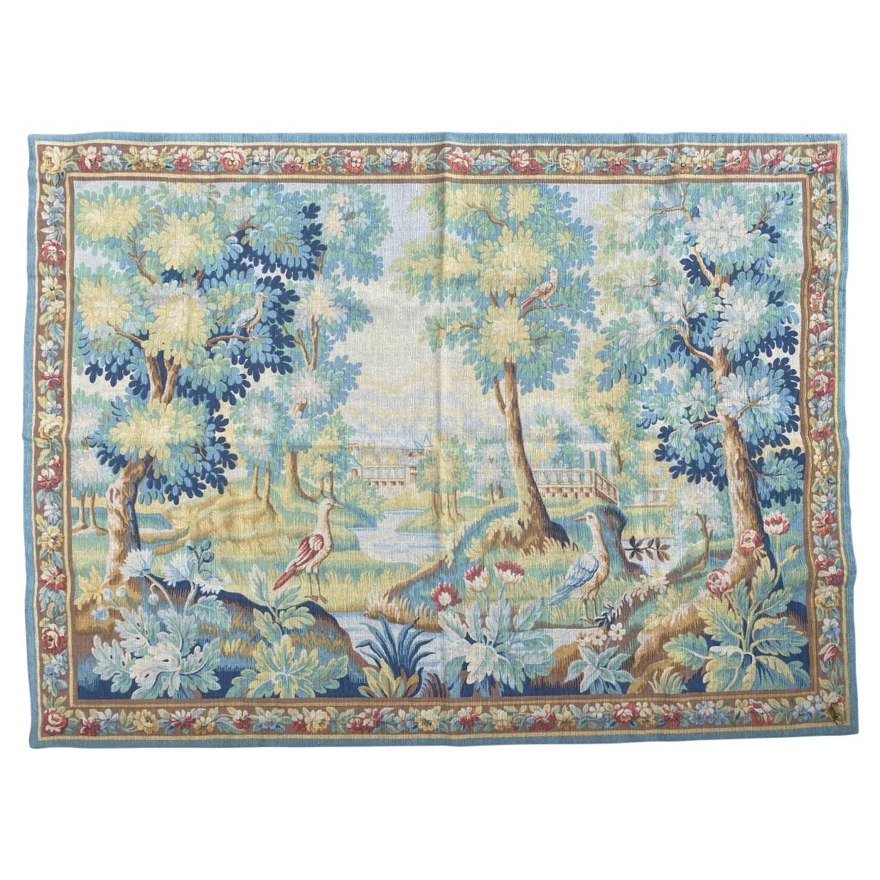 Pretty Vintage Aubusson Style French Hand Printed Robrt Four Tapestry