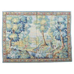 Pretty Vintage Aubusson Style French Hand Printed Robrt Four Tapestry