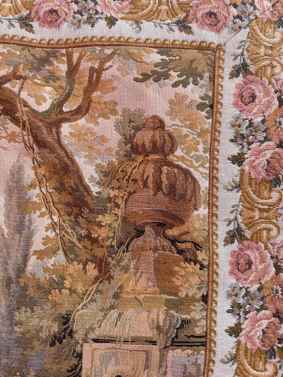 Bobyrug’s Pretty Vintage Aubusson Style French Jaquar Tapestry For Sale 6