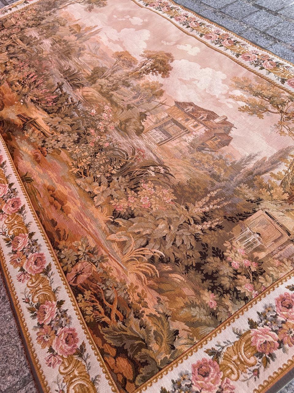 Bobyrug’s Pretty Vintage Aubusson Style French Jaquar Tapestry For Sale 8