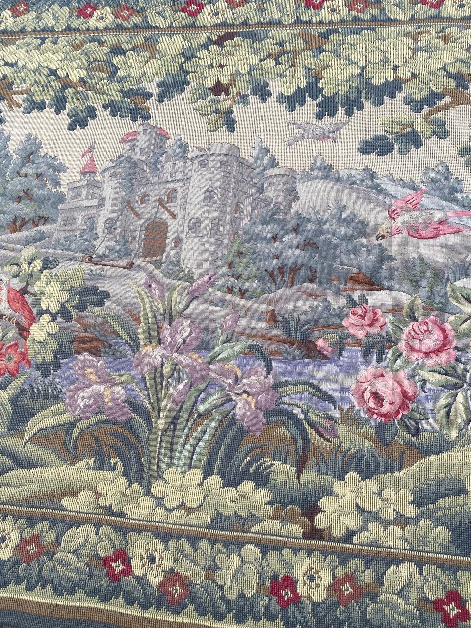 Bobyrug’s Pretty Vintage Aubusson Style French Jaquar Tapestry For Sale 9