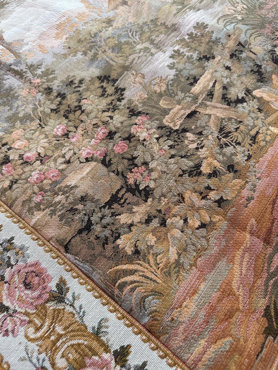 Bobyrug’s Pretty Vintage Aubusson Style French Jaquar Tapestry For Sale 11