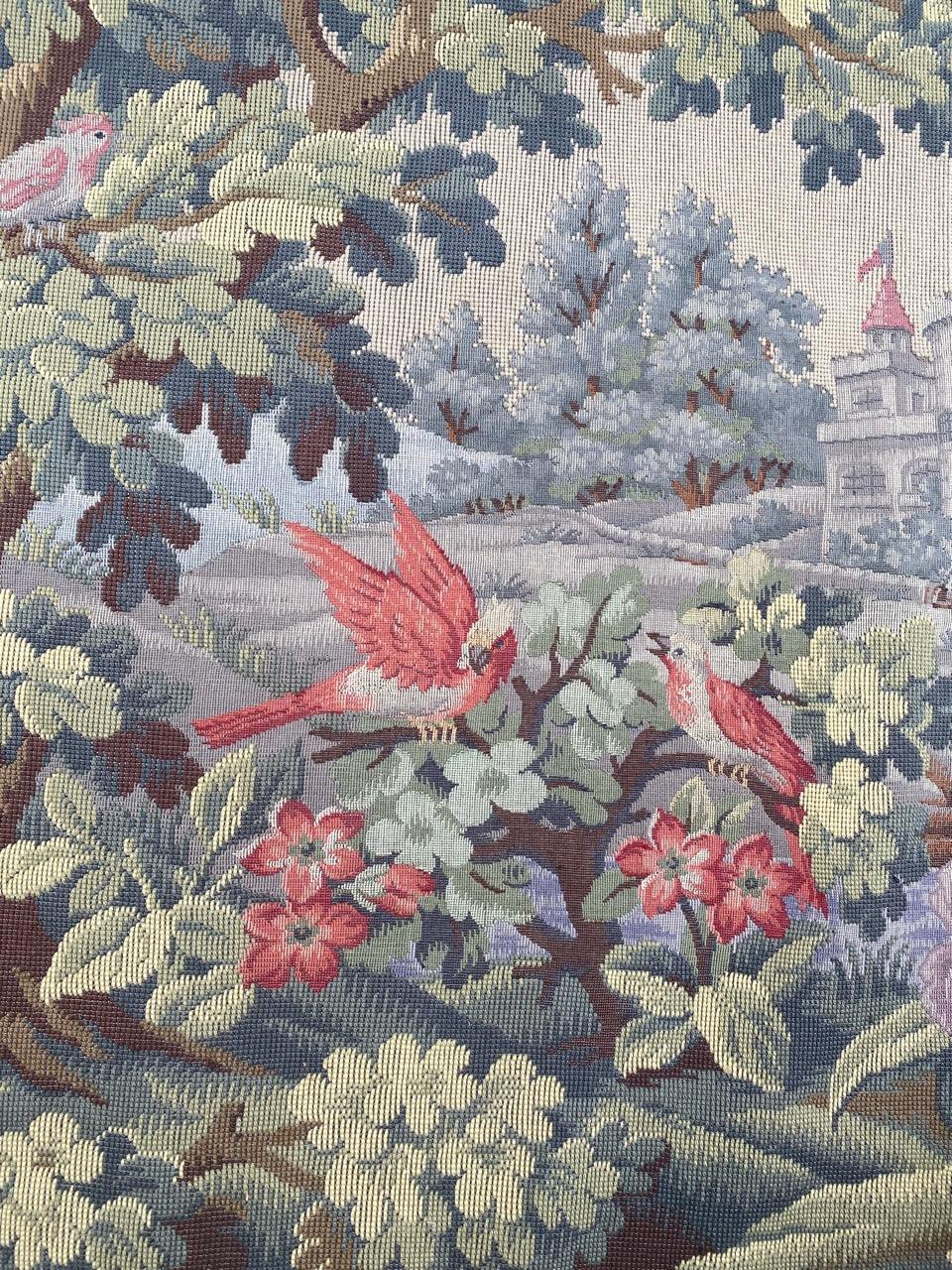Wool Bobyrug’s Pretty Vintage Aubusson Style French Jaquar Tapestry For Sale