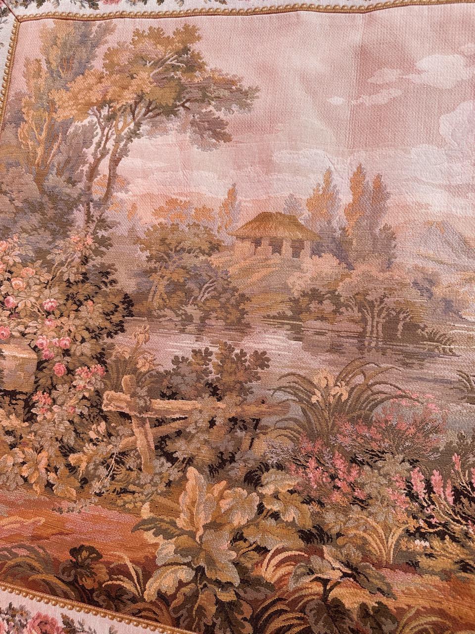 Bobyrug's Pretty Vintage Aubusson Stil Französisch Jaquar Wandteppich (Wolle) im Angebot