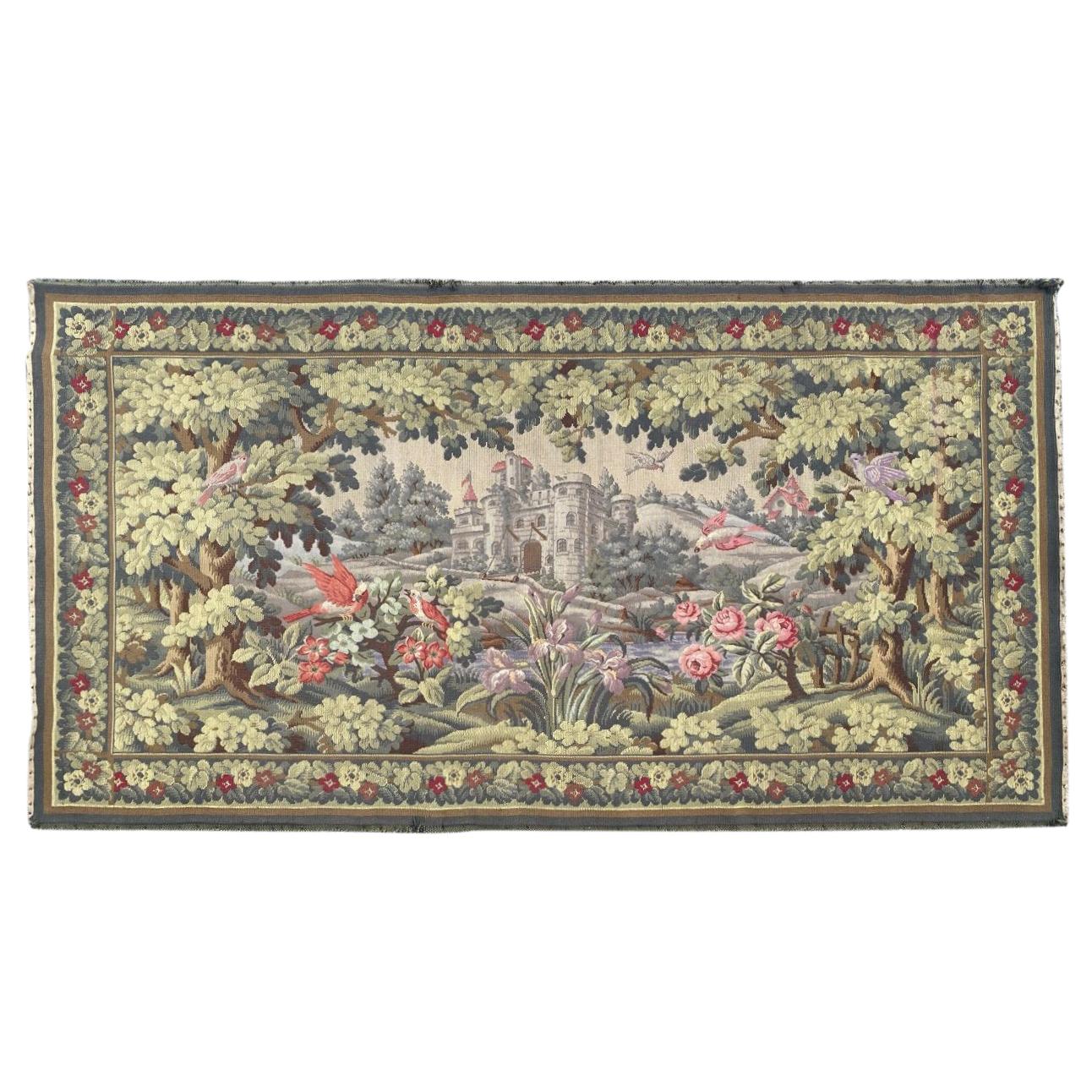Pretty Vintage Aubusson Style French Jaquar Tapestry