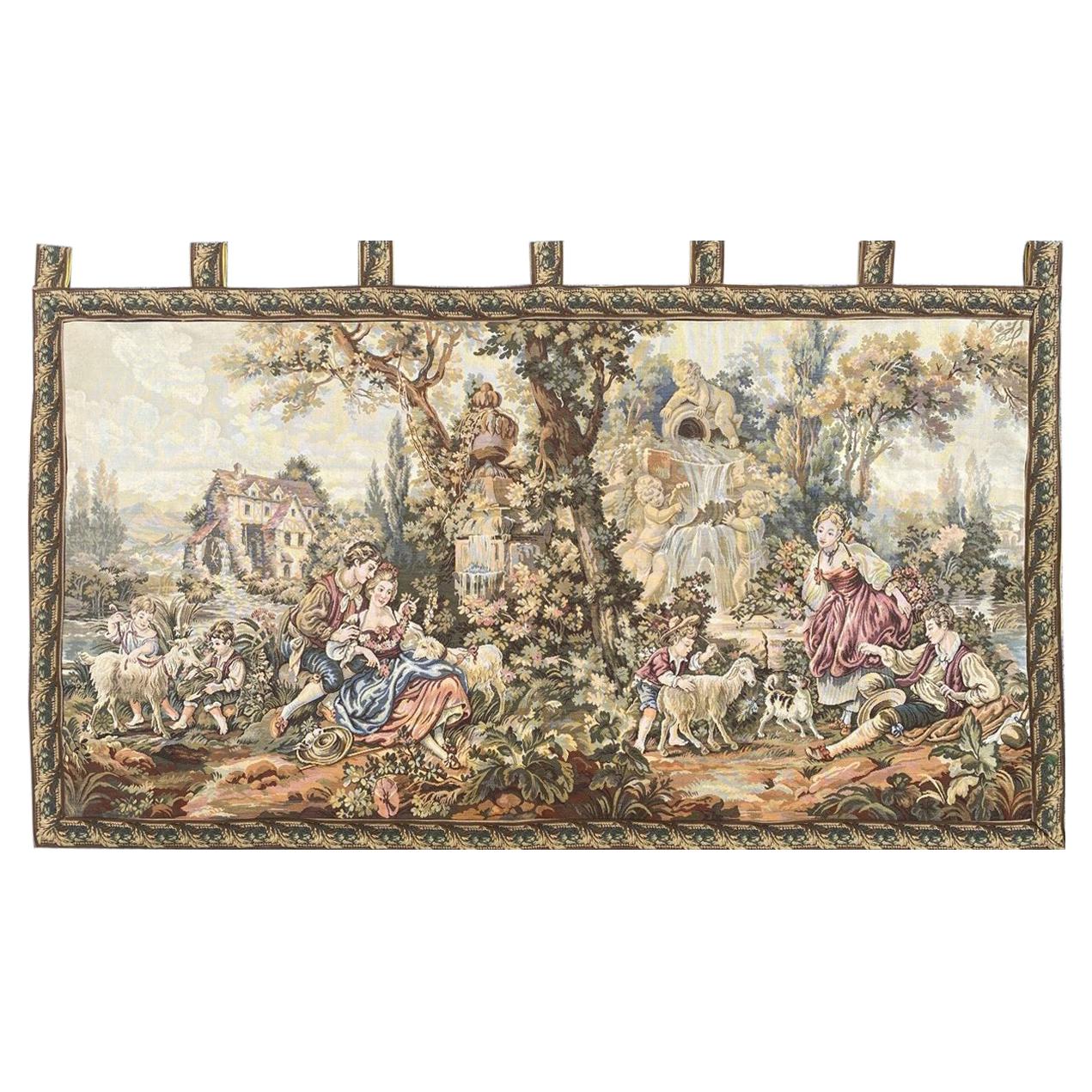 Pretty Vintage Aubusson Style French Jaquar Tapestry