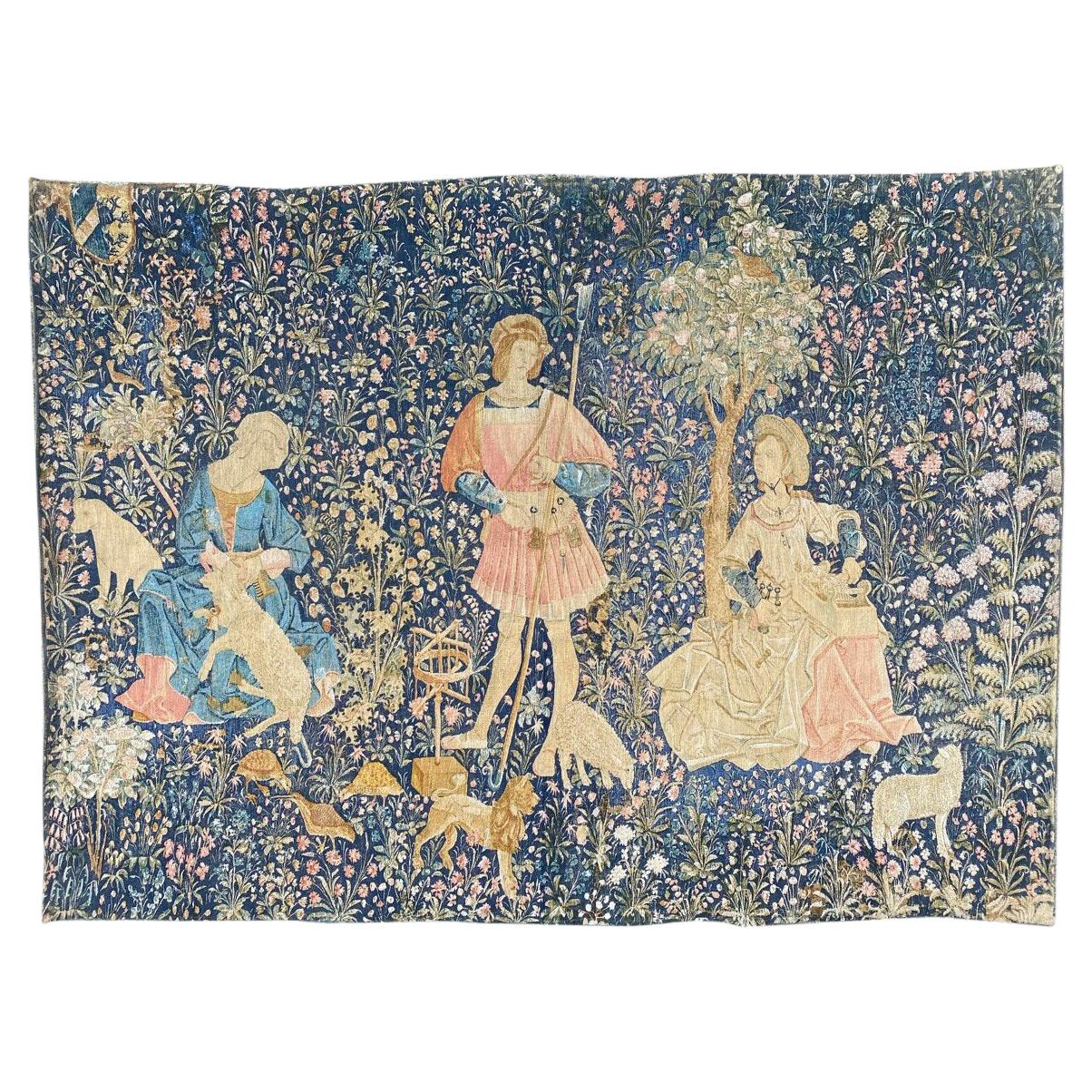 Pretty Vintage Aubusson Style Hand Printed French Tapestry