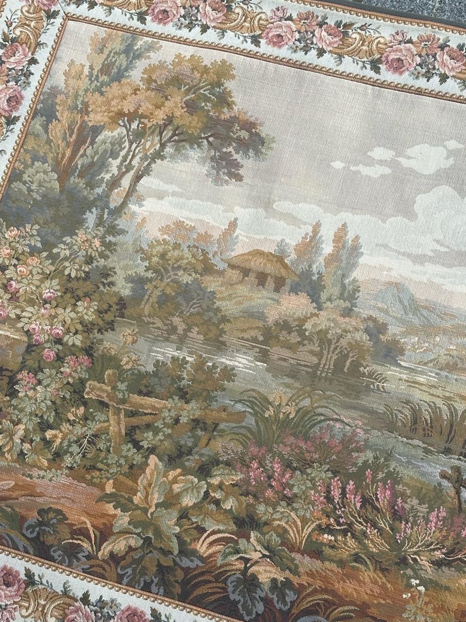 Jolie tapisserie jacquard de style Aubusson vintage en vente 5