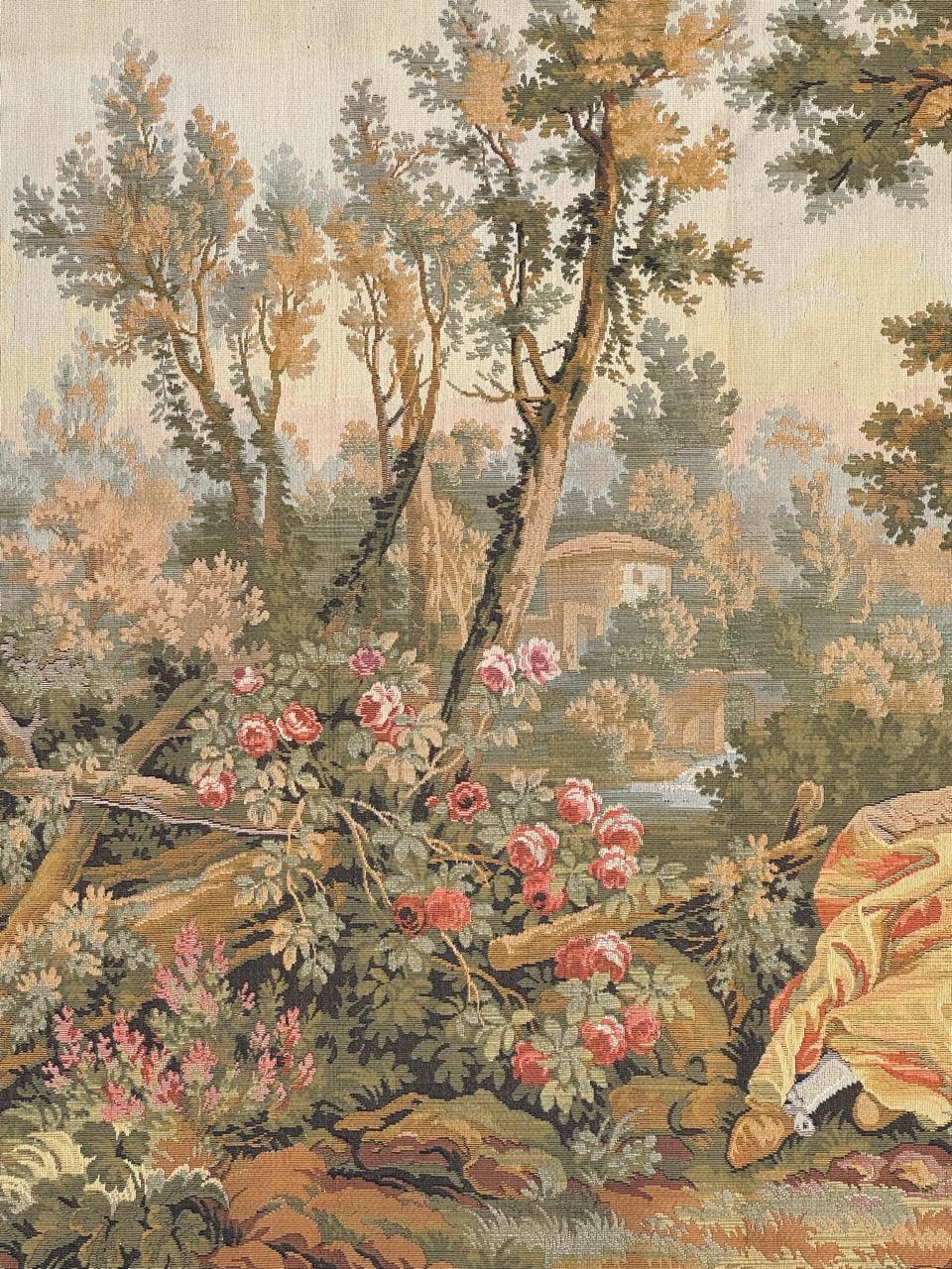 Francese Grazioso arazzo jacquard stile Aubusson d'epoca in vendita