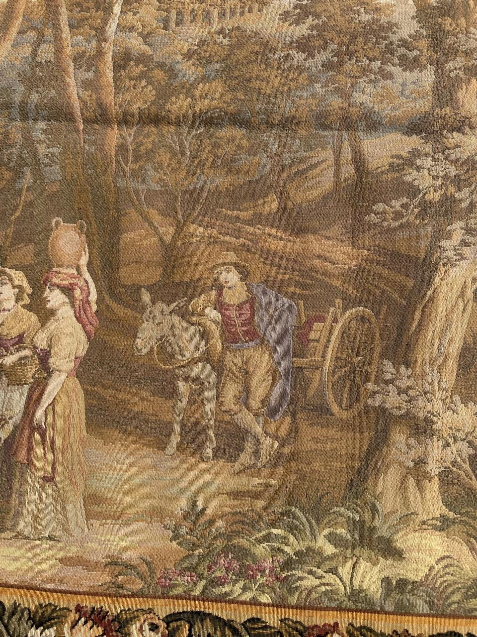 Bonito Tapiz Jacquard Vintage Estilo Aubusson Francés en venta