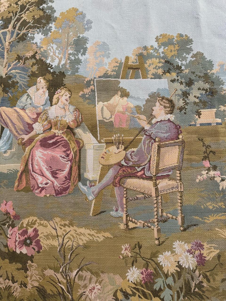 Pretty Vintage Jacquard-Wandteppich im Aubusson-Stil (Französisch) im Angebot