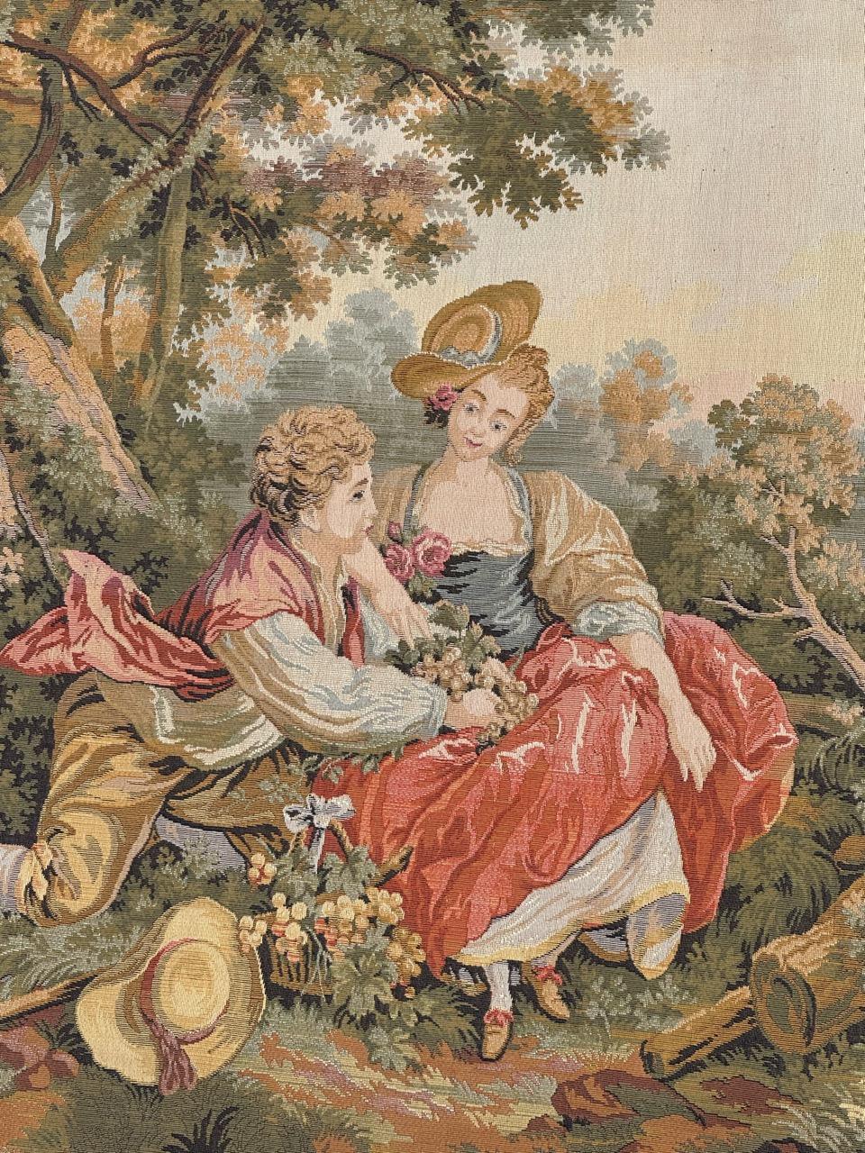 Fatto a macchina Grazioso arazzo jacquard stile Aubusson d'epoca in vendita