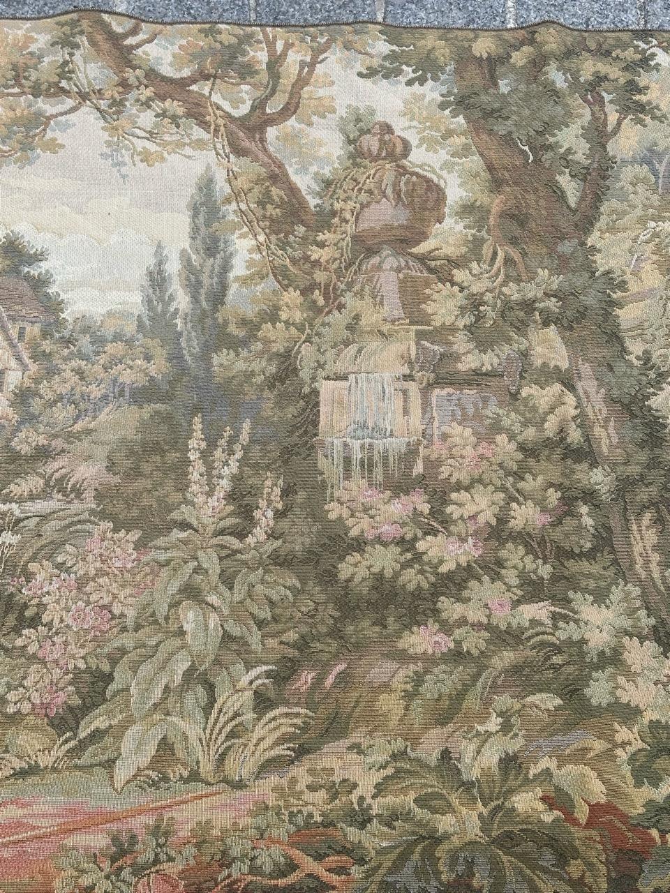 Fait à la machine Jolie tapisserie jacquard de style Aubusson vintage en vente