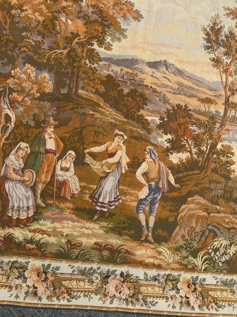 Fait à la machine Jolie tapisserie jacquard de style Aubusson vintage en vente