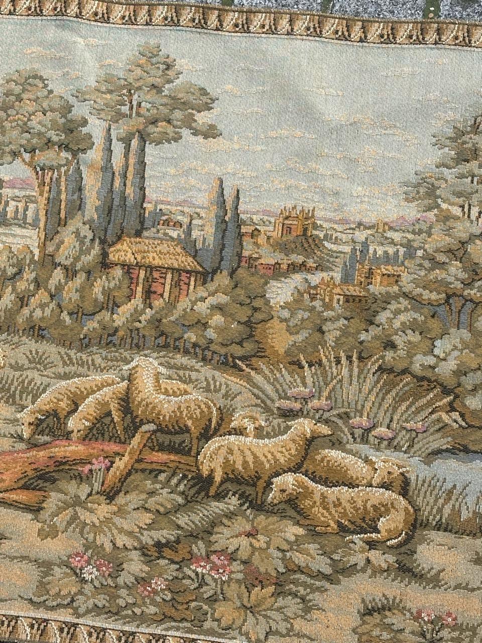 Fait à la machine Jolie tapisserie jacquard de style Aubusson vintage en vente