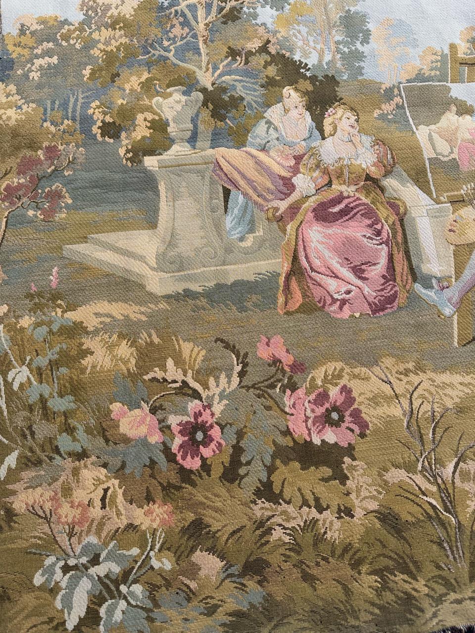 Pretty Vintage Jacquard-Wandteppich im Aubusson-Stil (Maschinell gefertigt) im Angebot