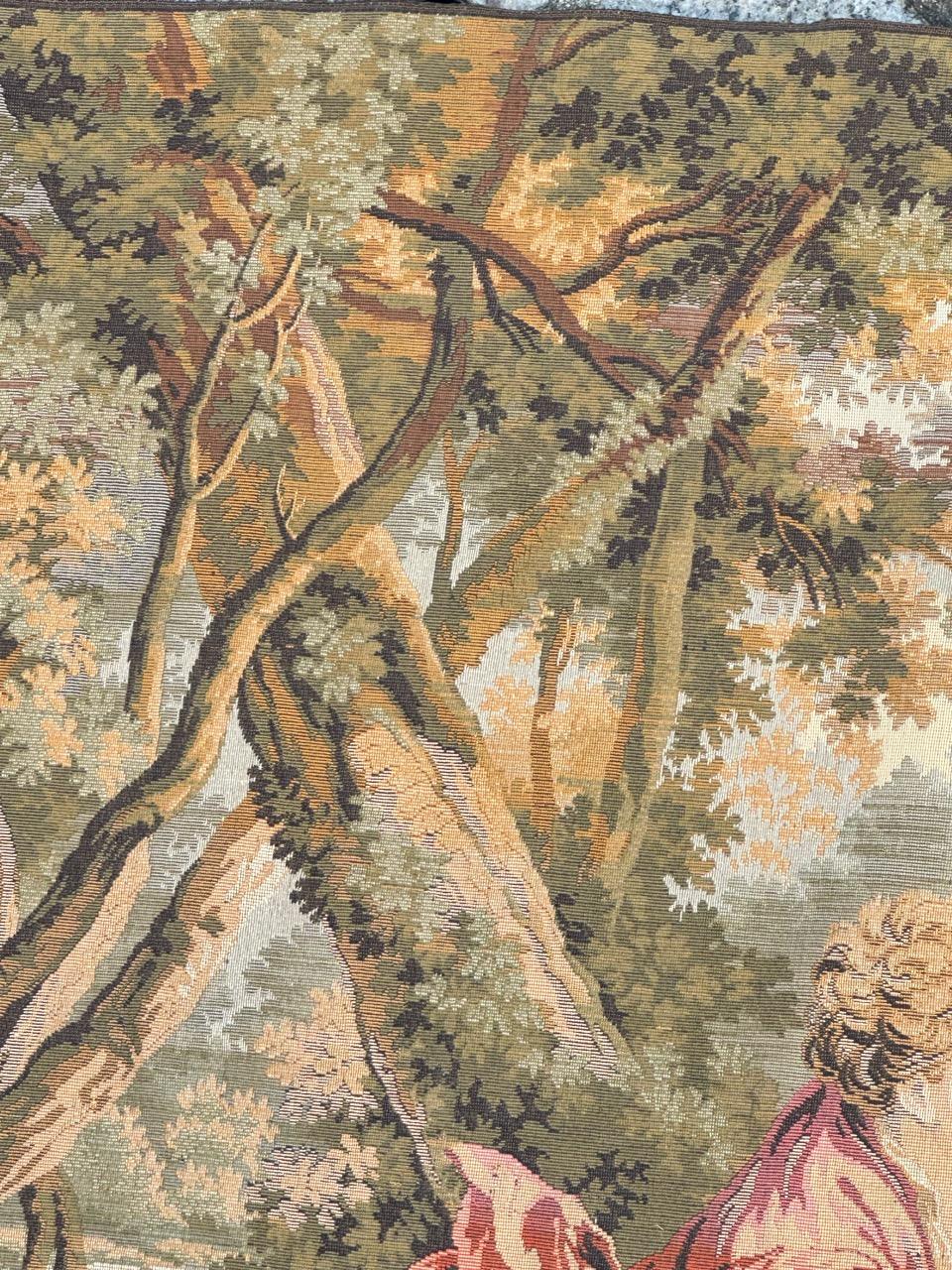 Grazioso arazzo jacquard stile Aubusson d'epoca In condizioni buone in vendita a Saint Ouen, FR