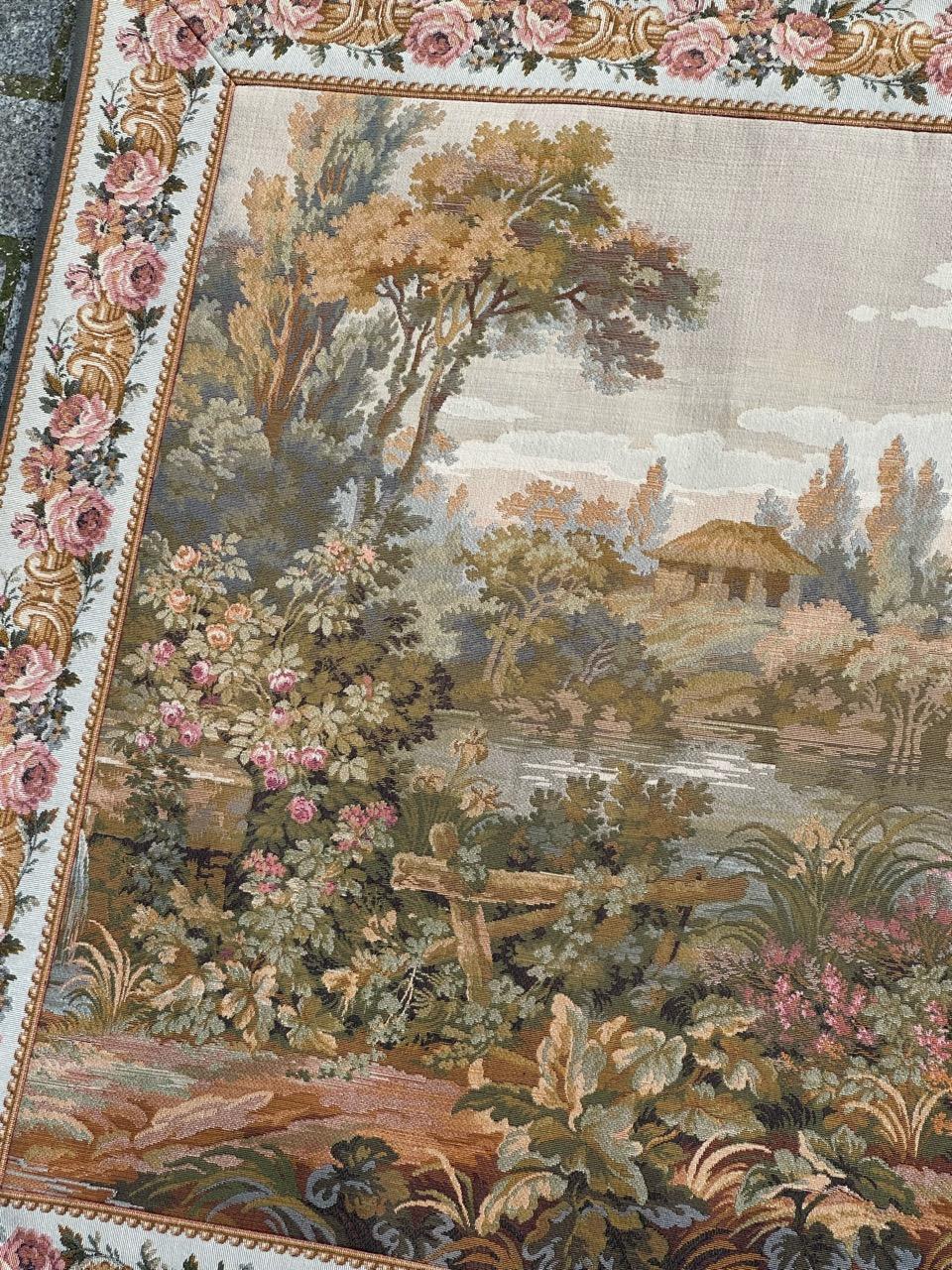 Jolie tapisserie jacquard de style Aubusson vintage Bon état - En vente à Saint Ouen, FR