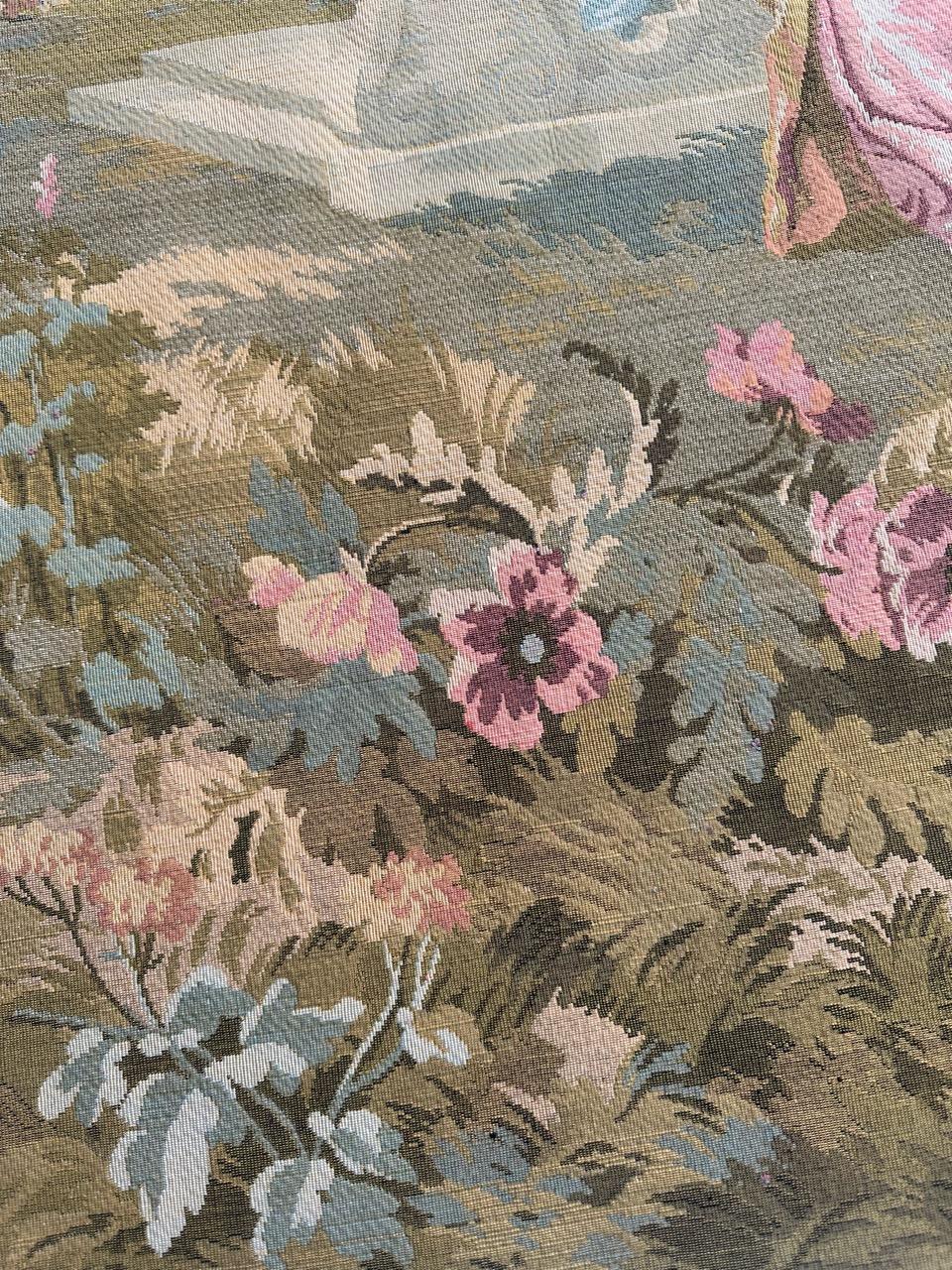 Pretty Vintage Jacquard-Wandteppich im Aubusson-Stil im Zustand „Gut“ im Angebot in Saint Ouen, FR