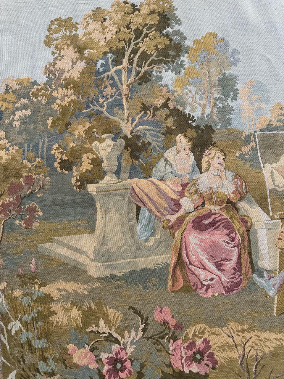 Pretty Vintage Jacquard-Wandteppich im Aubusson-Stil (20. Jahrhundert) im Angebot