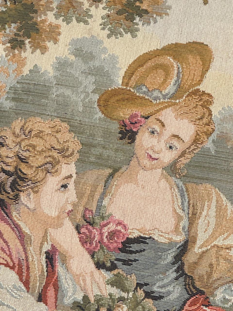 Grazioso arazzo jacquard stile Aubusson d'epoca in vendita 1
