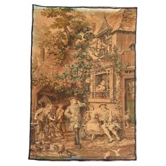 Grazioso arazzo jacquard stile Aubusson d'epoca