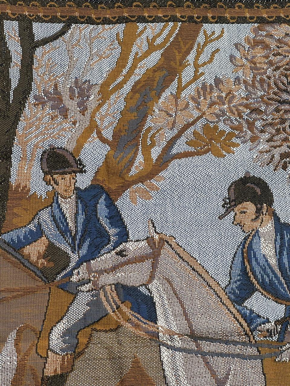 Pretty Vintage-Jacquard-Wandteppich im Aubusson-Stil, Jagd mit Hund im Angebot 5
