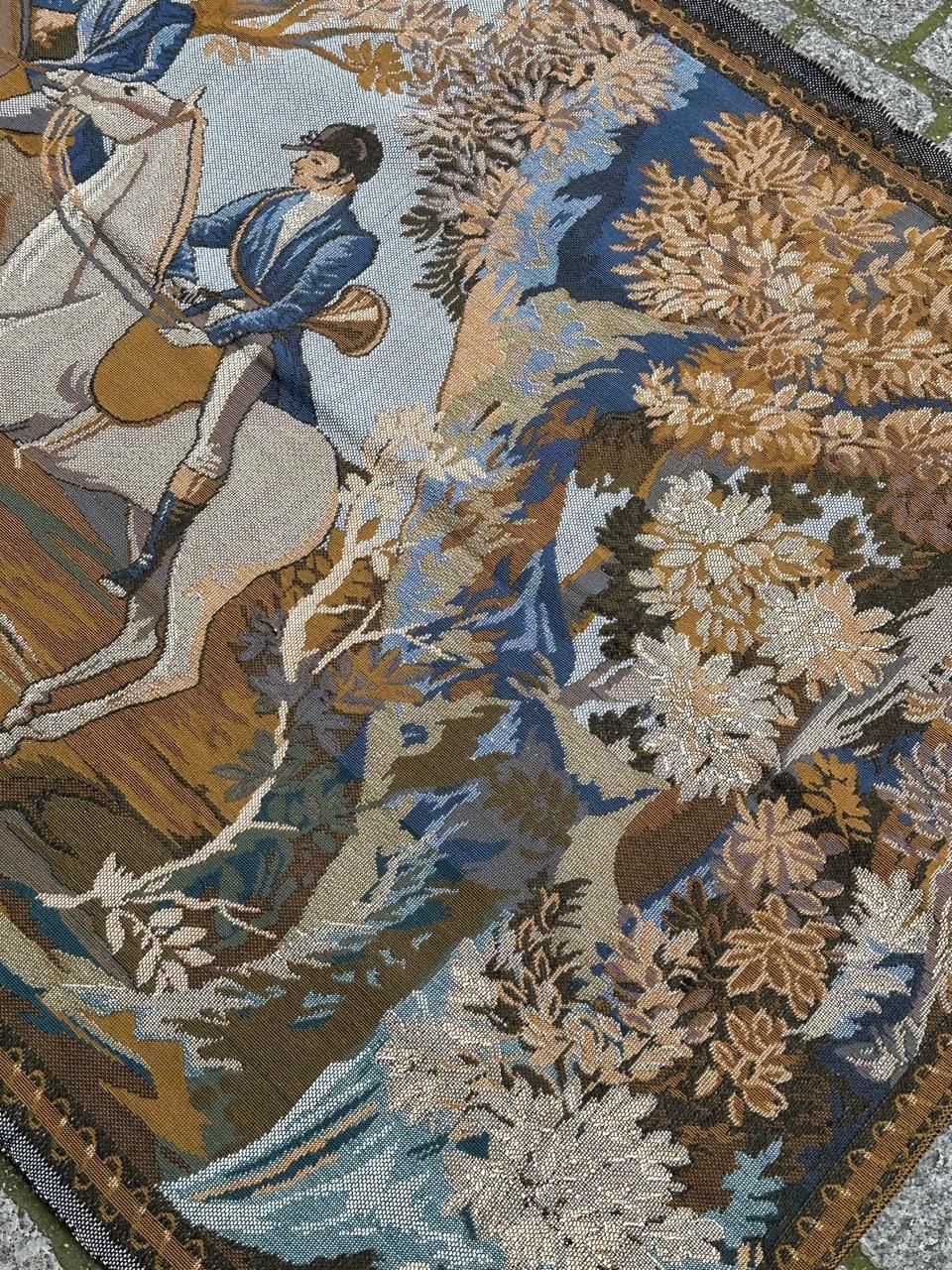 Pretty Vintage-Jacquard-Wandteppich im Aubusson-Stil, Jagd mit Hund im Angebot 10