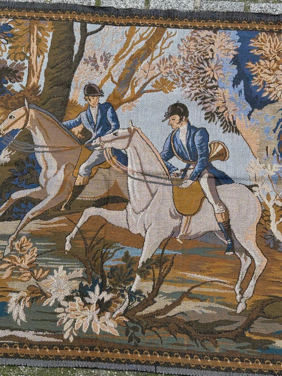 Pretty Vintage-Jacquard-Wandteppich im Aubusson-Stil, Jagd mit Hund (Französisch) im Angebot