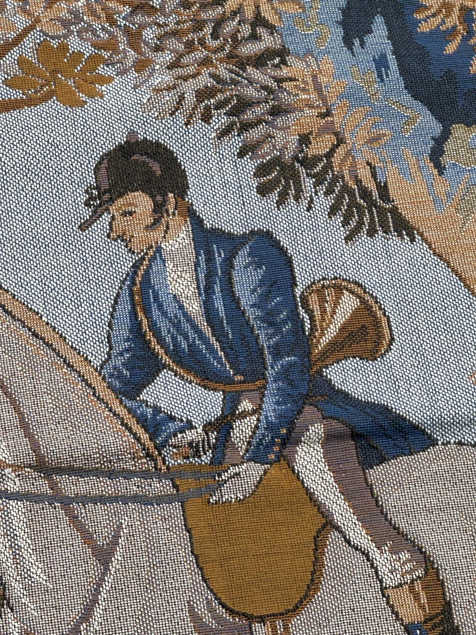 Pretty Vintage-Jacquard-Wandteppich im Aubusson-Stil, Jagd mit Hund (Wolle) im Angebot