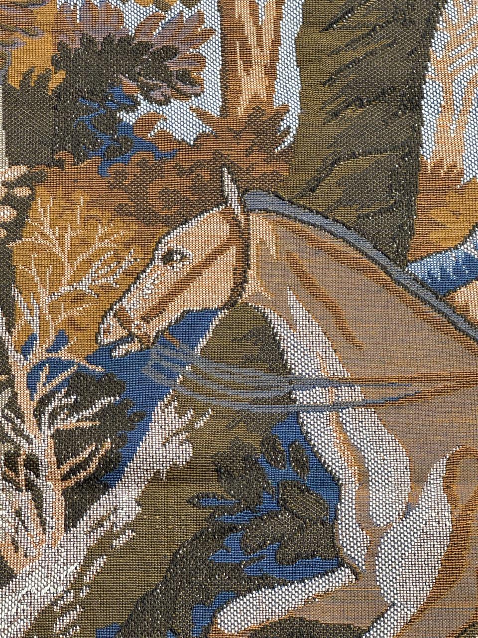 Pretty Vintage-Jacquard-Wandteppich im Aubusson-Stil, Jagd mit Hund im Angebot 1