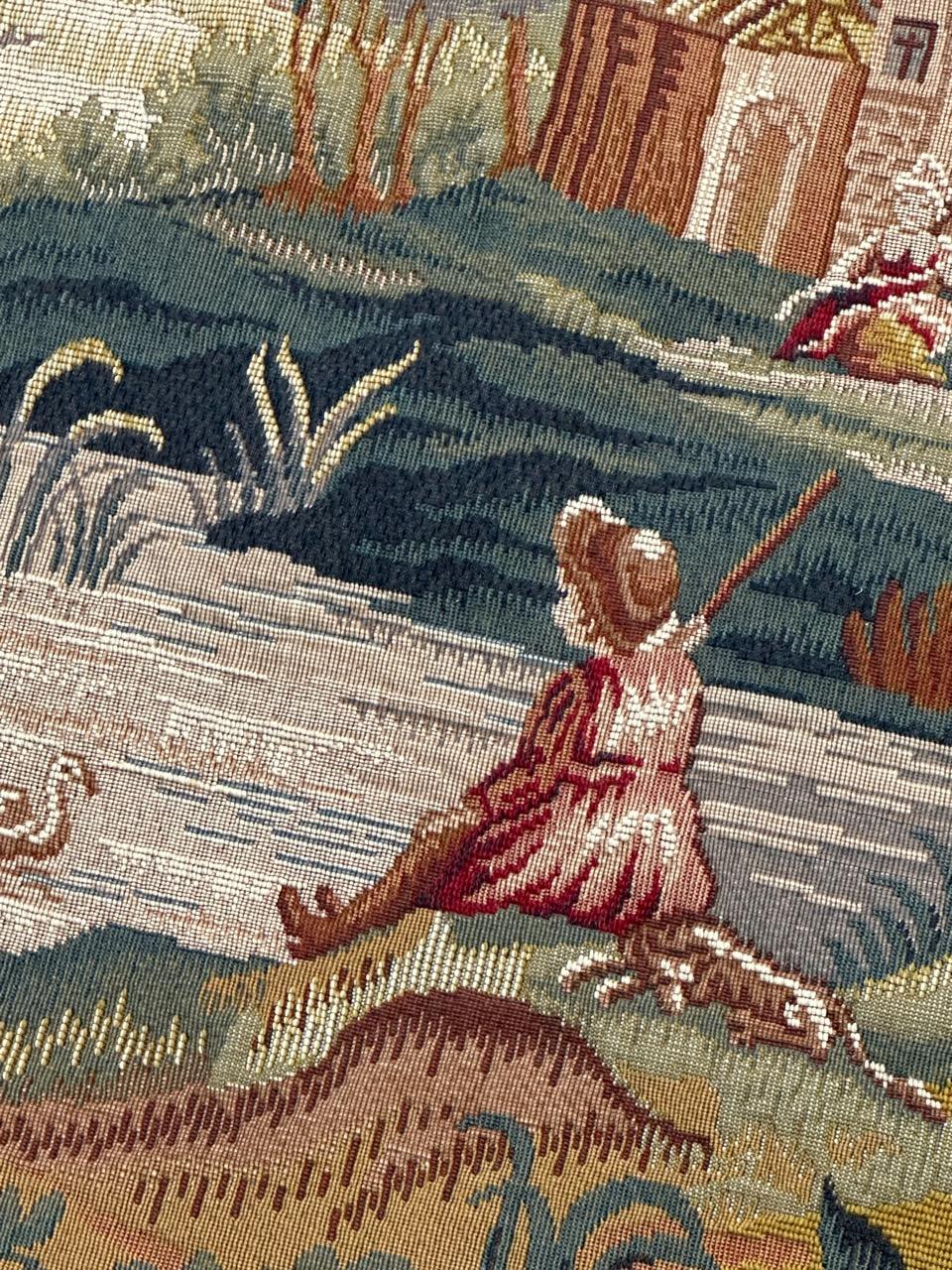 Fait à la machine Jolie tapisserie jacquard de style Aubusson, paysage Lauragais en vente