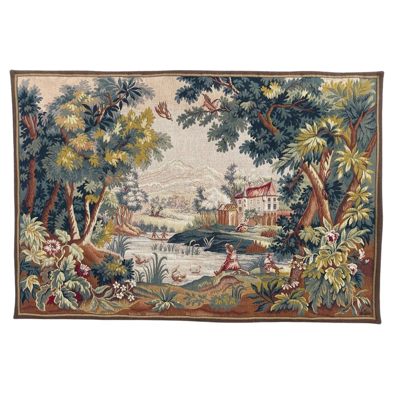 Jolie tapisserie jacquard de style Aubusson, paysage Lauragais en vente