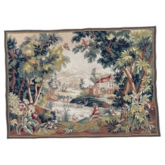 Pretty Vintage Aubusson Style Jacquard Tapestry, Lauragais Landscape