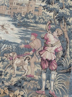 Pretty Vintage Aubusson Style Jacquard Tapestry medieval design