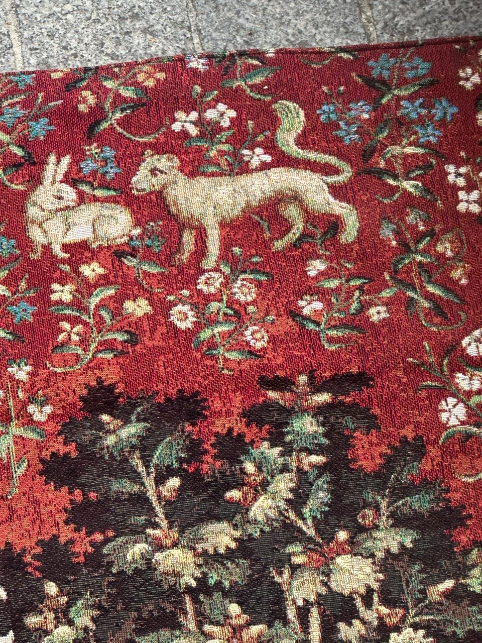 Pretty vintage Aubusson style Jacquard tapestry medieval design “the view” For Sale 4