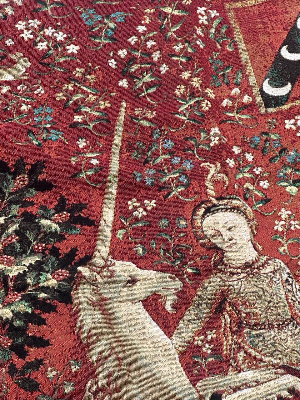 Pretty vintage Aubusson style Jacquard tapestry medieval design “the view” For Sale 8