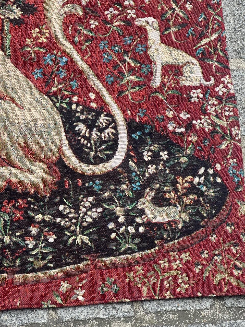Pretty vintage Aubusson style Jacquard tapestry medieval design “the view” For Sale 11