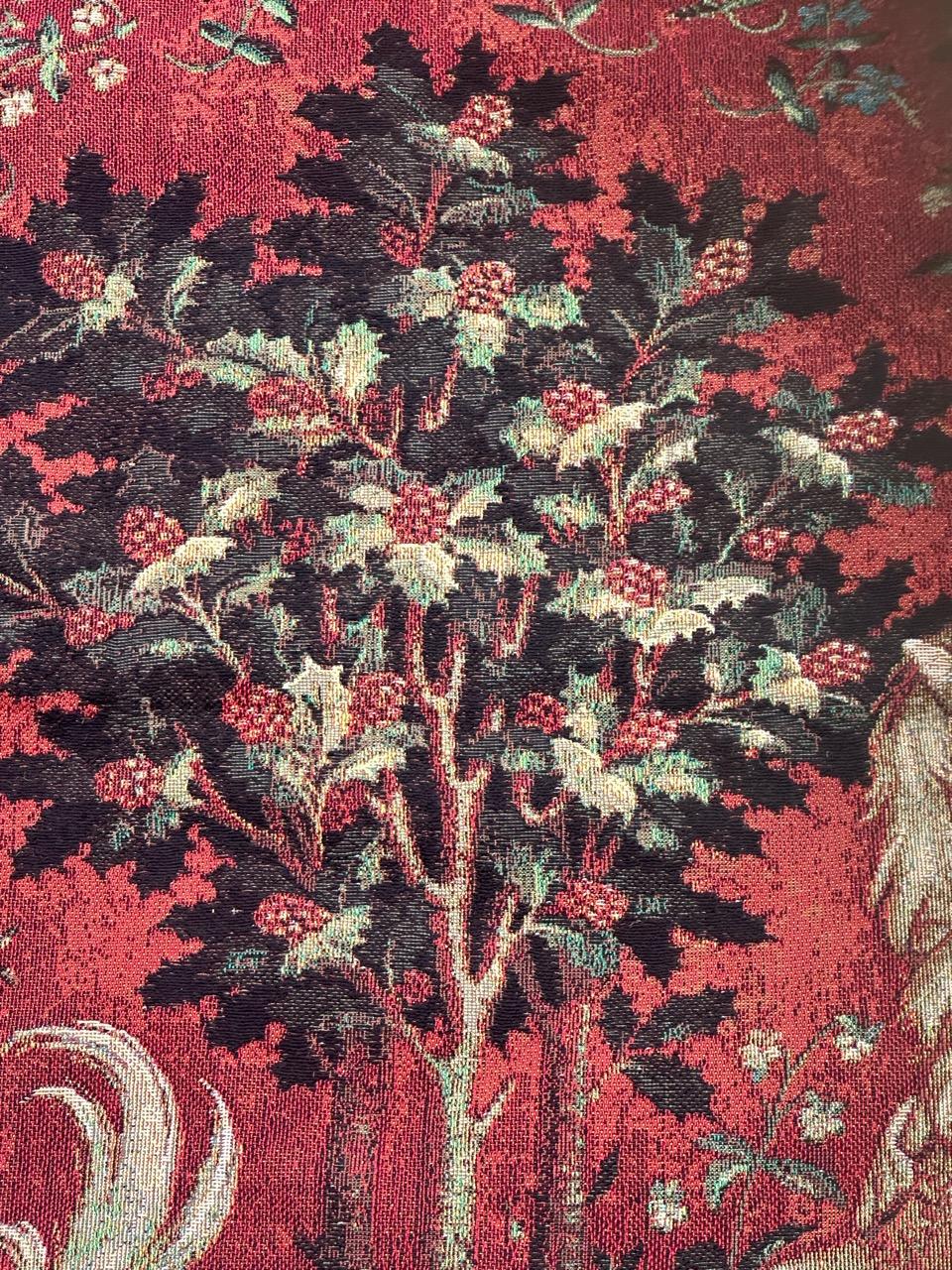 Pretty vintage Aubusson style Jacquard tapestry medieval design “the view” For Sale 13