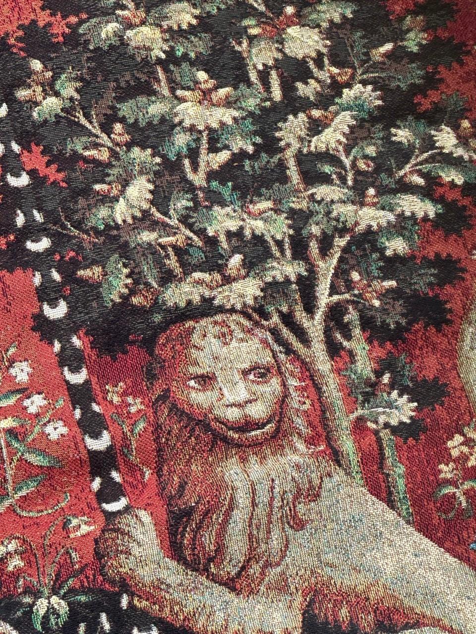 Pretty vintage Aubusson style Jacquard tapestry medieval design “the view” For Sale 1