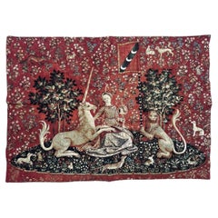 Schöner Jacquard-Wandteppich im Aubusson-Stil im mittelalterlichen Design, Ansicht