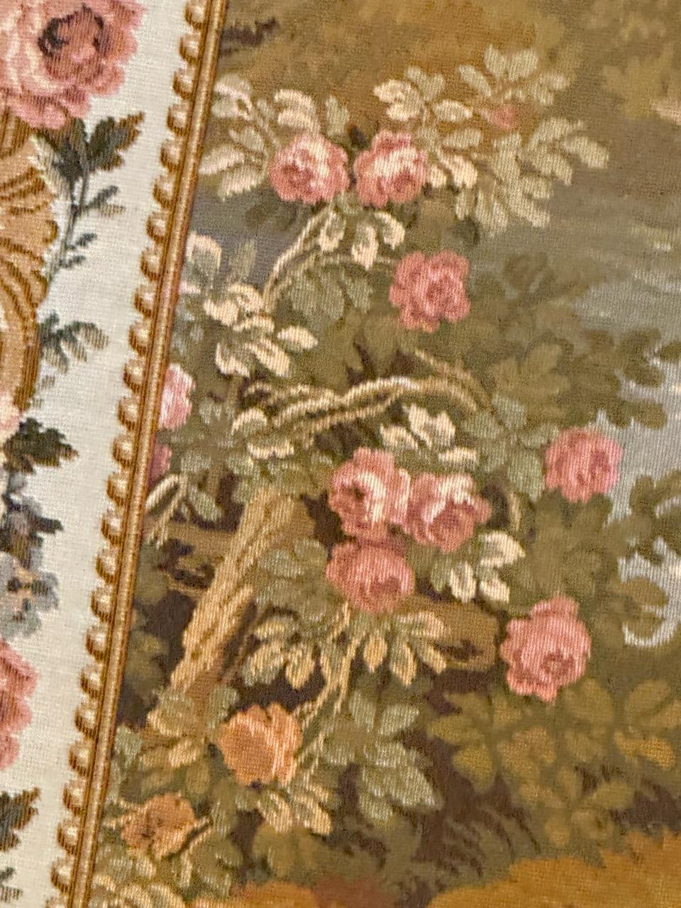 Bobyrug’s Pretty vintage Aubusson style Jaquar tapestry  For Sale 4