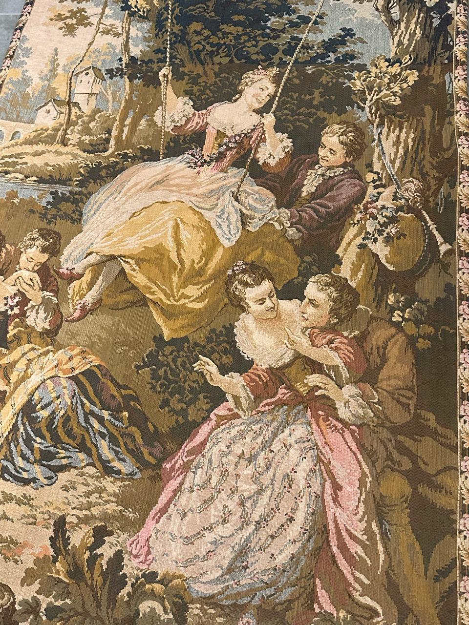 Bobyrug’s Pretty vintage Aubusson style Jaquar tapestry  For Sale 5