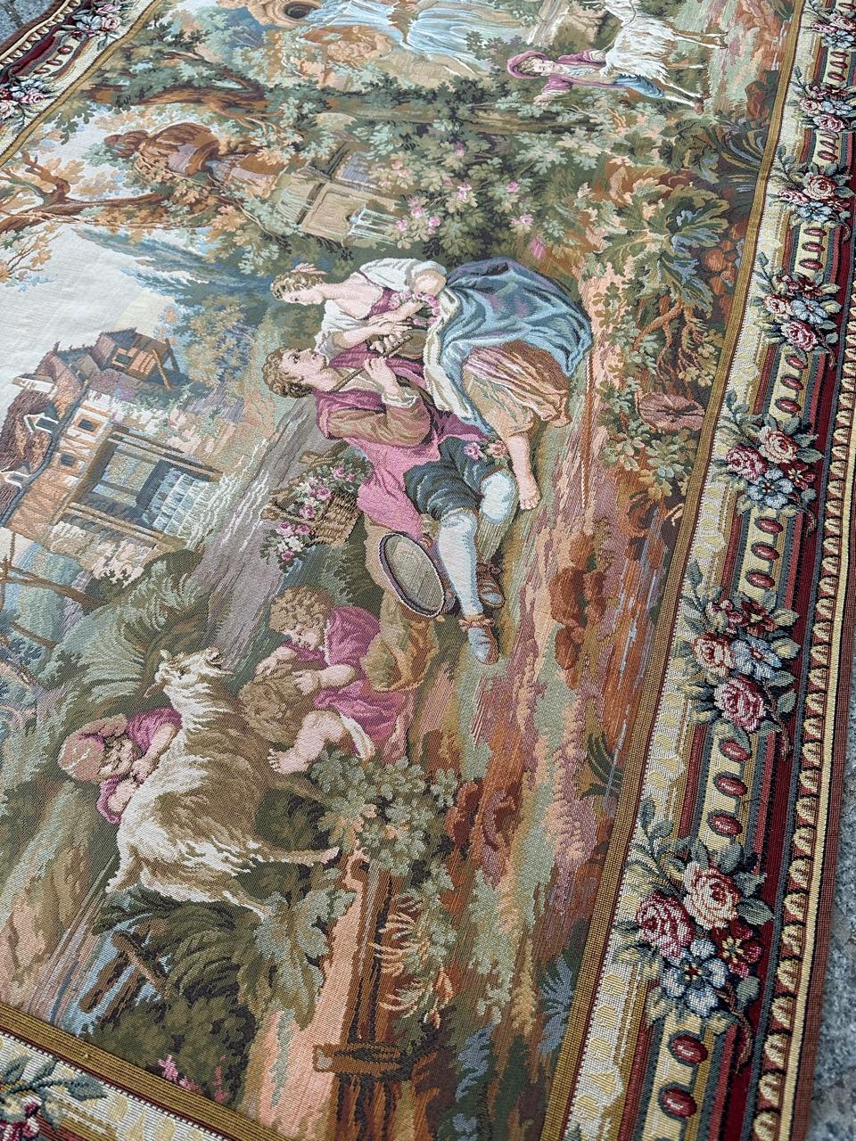 Bobyrug’s Pretty Vintage Aubusson Style Jaquar Tapestry For Sale 5