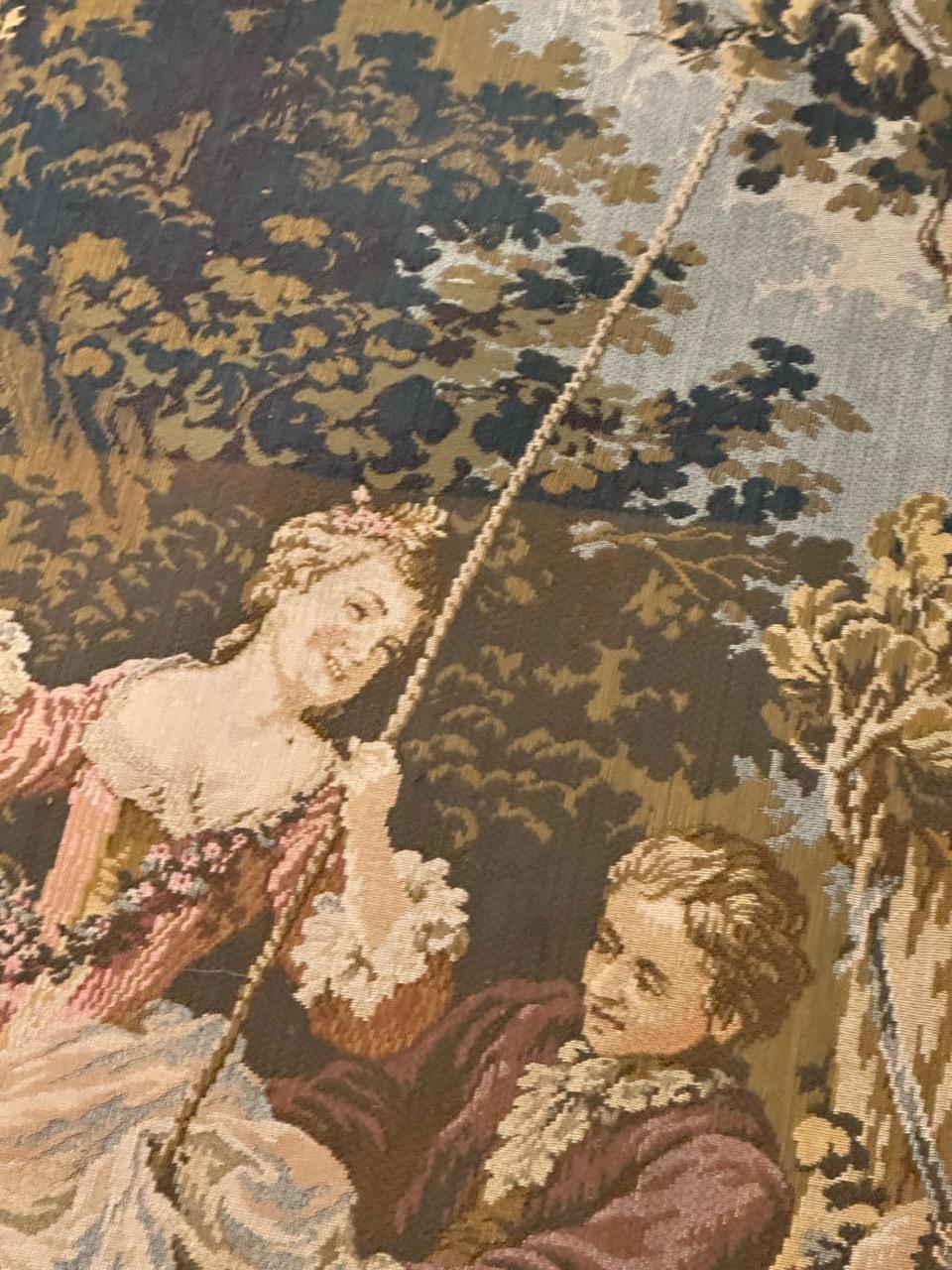 Bobyrug’s Pretty vintage Aubusson style Jaquar tapestry  For Sale 6