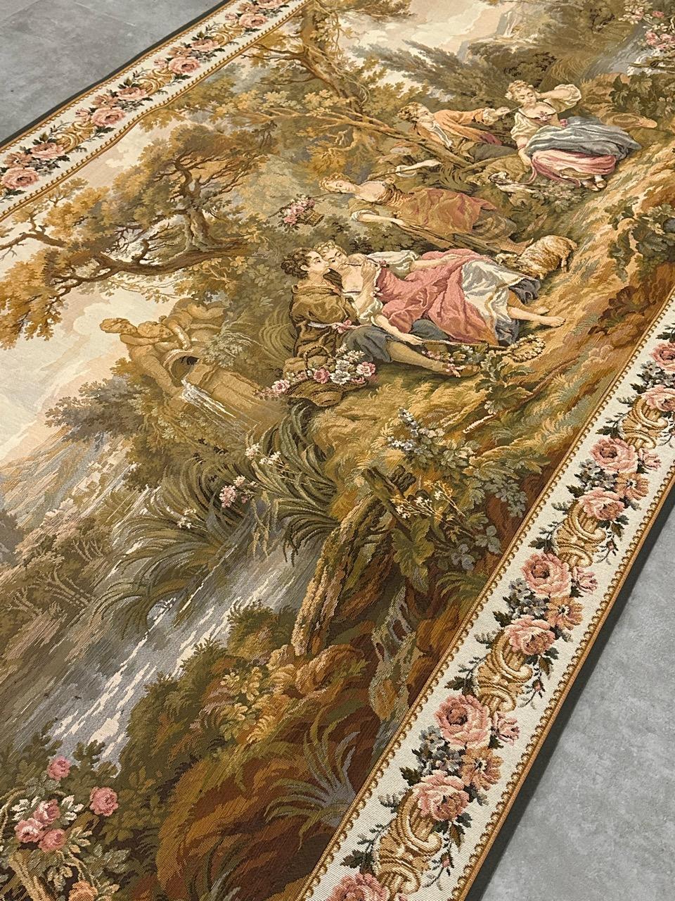 Bobyrug’s Pretty vintage Aubusson style Jaquar tapestry  For Sale 7